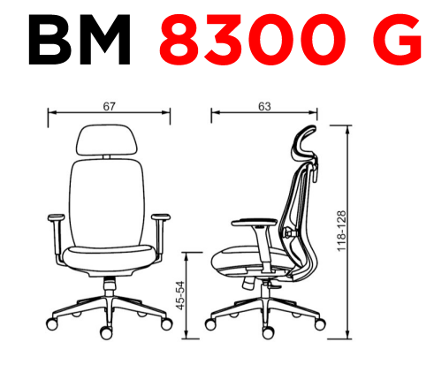 BM 8300 G - Medidas Silla ejecutiva 8300 G - Gris