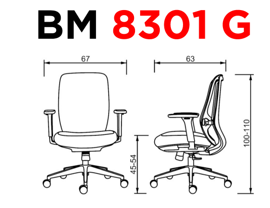 Silla ejecutiva 8301 G - Sin cabecera - Gris