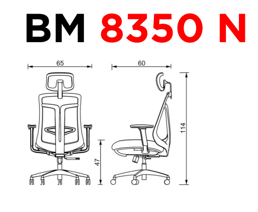 BM 8350 N - Medidas Silla ejecutiva 8350 N - Negra