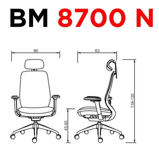 BM 8700 N - Medidas Silla ejecutiva 8700 N