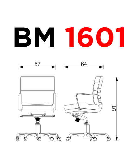 BM 1601 - OM Mobiliario - Medidas Silla Directiva - BM 1601 - Respaldo medio.