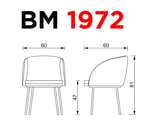 BM 1972 - OM Mobiliario - Silla residencial - Medidas Silla para interiores. Base de patas fijas - BM 1972