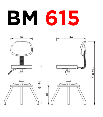 BM 615 - Medidas - OM Mobiliario Banco alto de poliuretano inyectado - BM 615