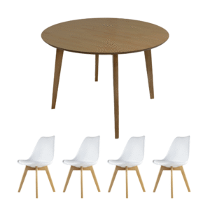 Comedor Madeira Circular + 4 Sillas Frankfurt - Varios colores