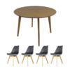 Comedor Madeira Circular + 4 Sillas Frankfurt - Varios colores