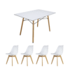 Comedor Oslo rectangular + 4 Sillas acojinadas Frankfurt - Varios colores