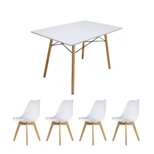 Comedor Oslo rectangular + 4 Sillas acojinadas Frankfurt - Varios colores