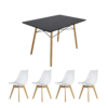 Comedor Oslo rectangular + 4 Sillas acojinadas Frankfurt - Varios colores