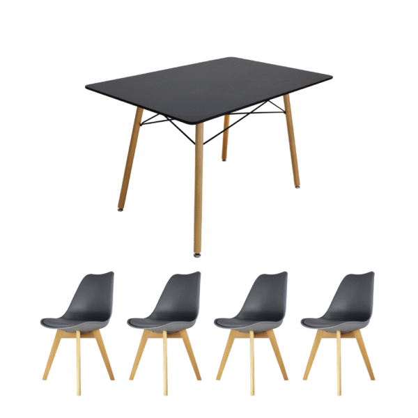 Comedor Oslo rectangular + 4 Sillas acojinadas Frankfurt - Varios colores
