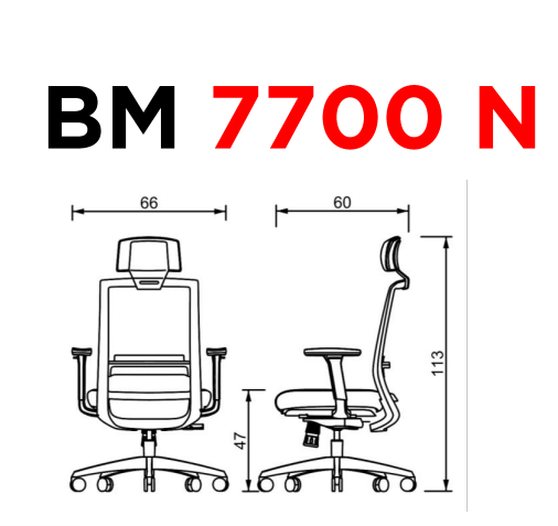 Silla BM 7700 N - OM Mobiliario - Medidas Silla ejecutiva ergonómica - BM 7700 N