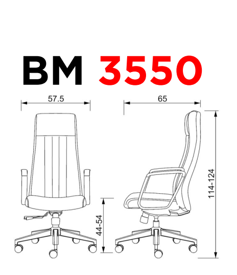 BM 3550 - Medidas Silla directiva de oficina - OM Mobiliario