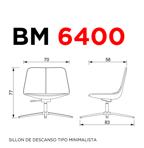 BM 6400 - OM Mobiliario silla - Medidas BM 6400 - OM Mobiliario silla oficina residencial interiores