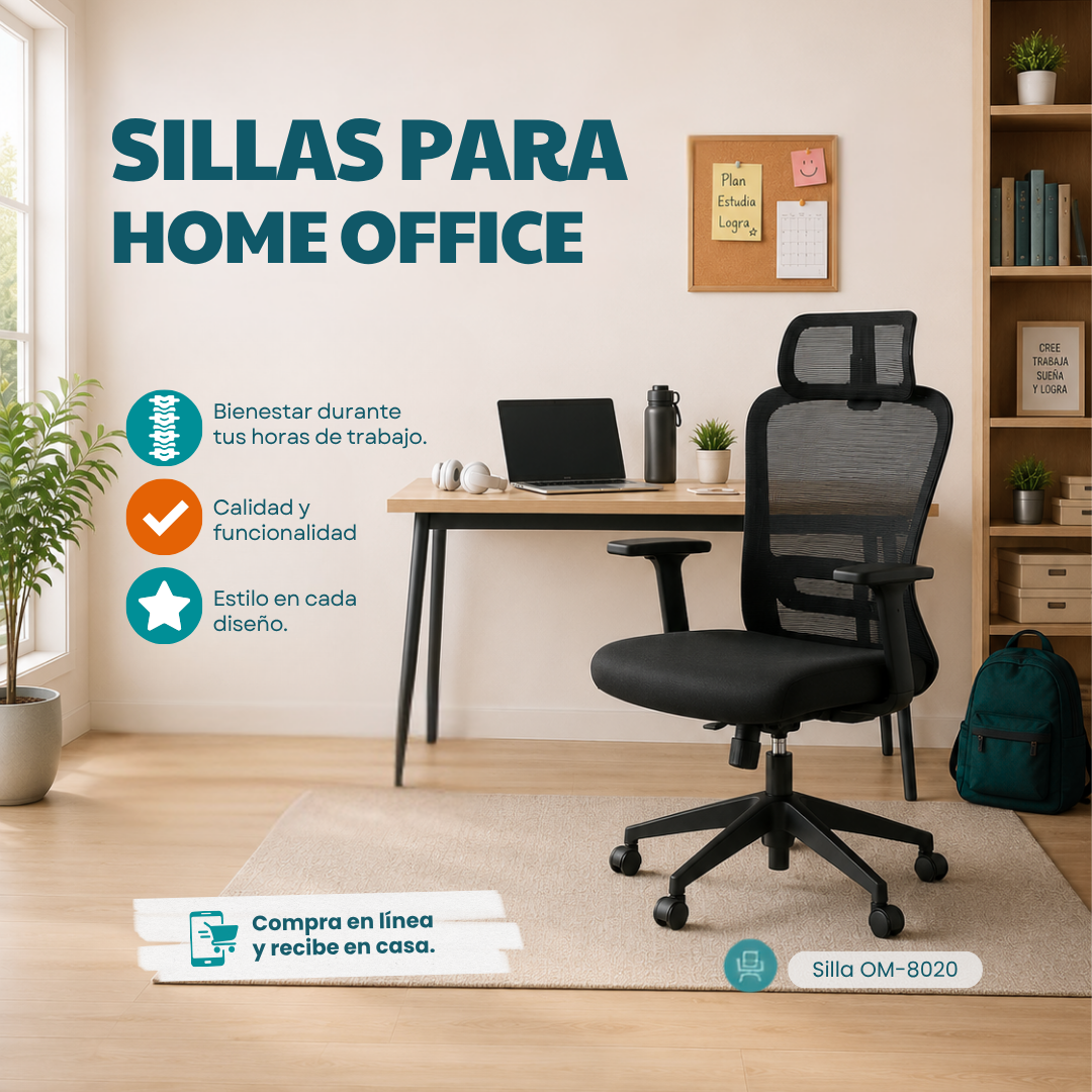 Sillas y mobiliario ejecutivo de oficina para regreso a clases, estudiantes, home office, estudiar en casa